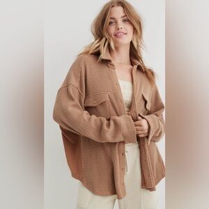 Aerie Lumber Jane Waffle Knit Shacket